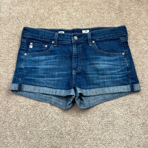 Adriano Goldschmied The Pixie Mid Rise Roll Up Denim Shorts Size 32 - Picture 1 of 7
